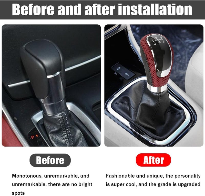 Osilly 5 Speed Shift Knob, Weighted Manual Gear Shifter Knobs, Leather Gear Shifting Handle, Automotive Manual Universal Transmission, Interior Automatic Parts (Black Red) - Image 5